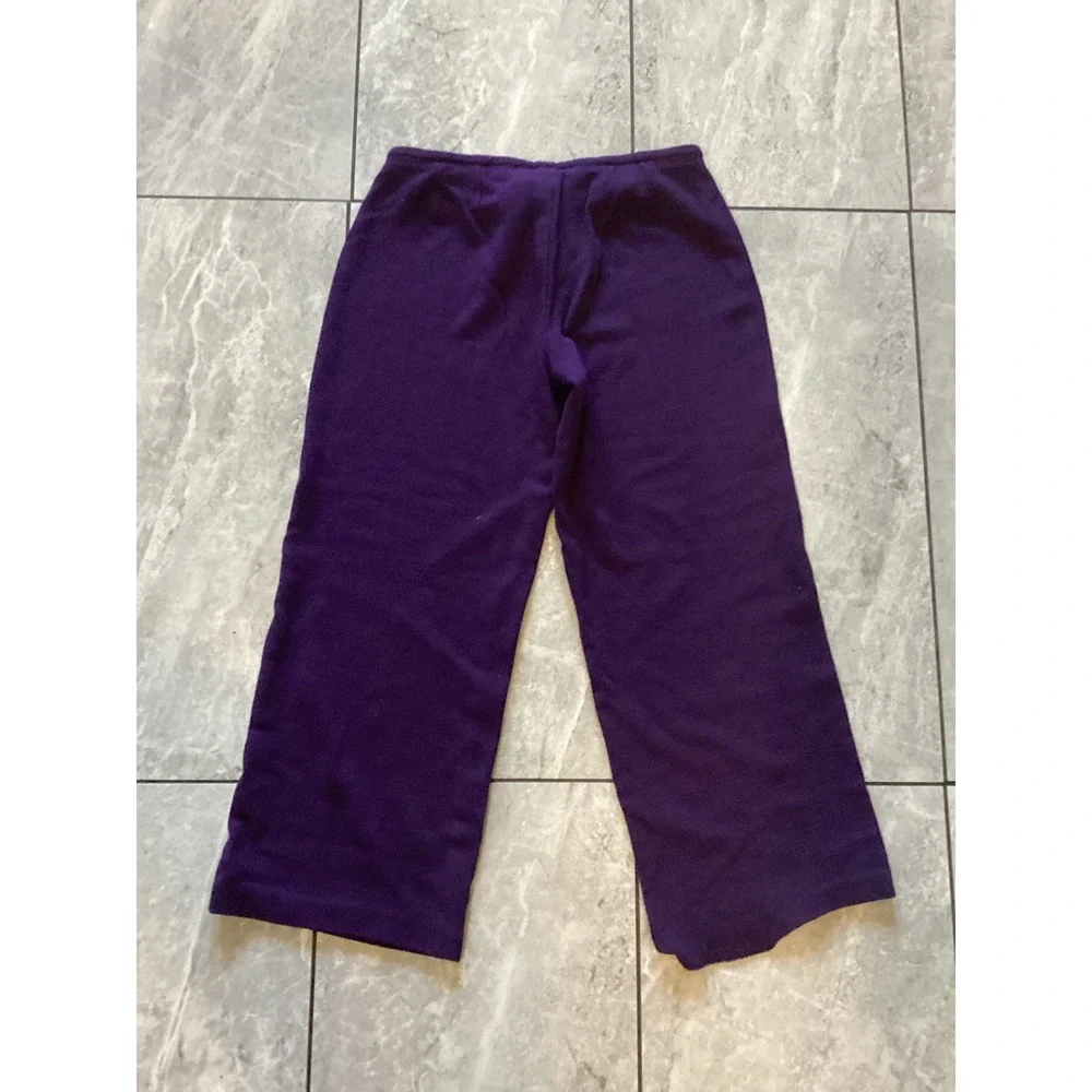 EILEEN FISHER Petite Purple Wool Blend Wide Leg Cropped Pants PS - Picture 3 of 5